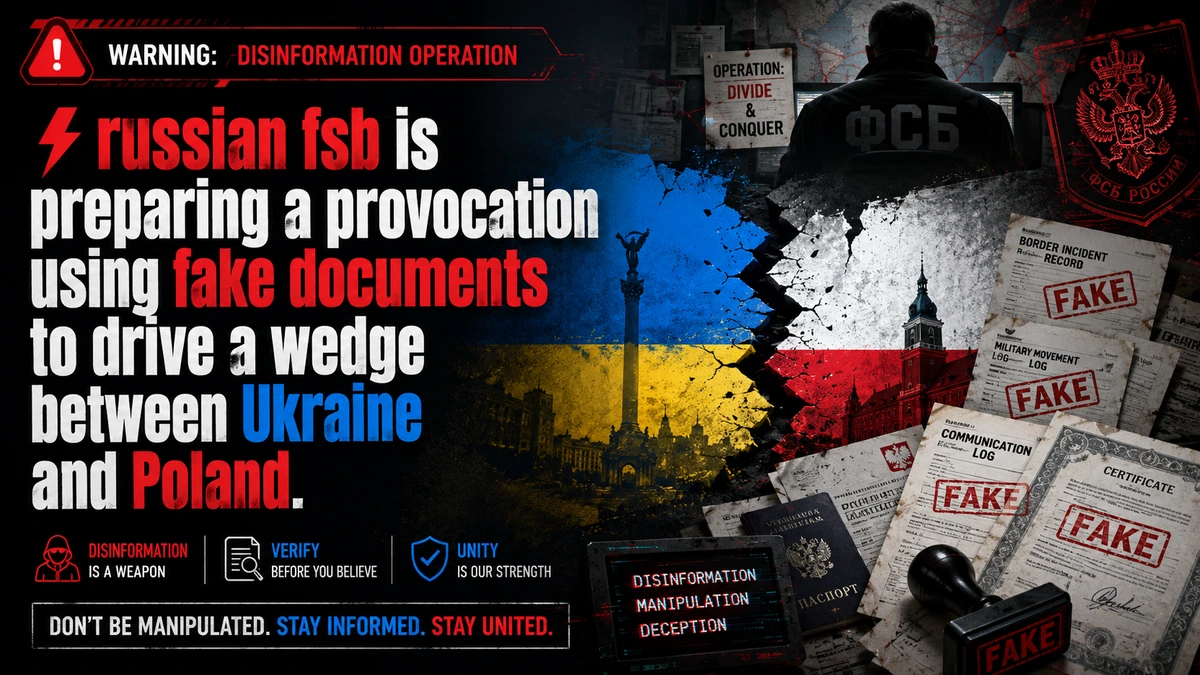 The Center for Countering Disinformation has issued an official warning regarding a large-scale information provocation being prepared by the Russian FSB, details of which are highlighted in the attached image.